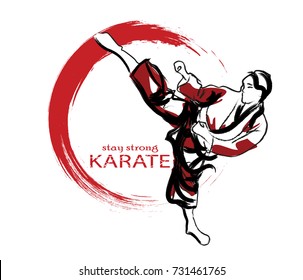 Vector Illustration Karate Imitation Hand Drawing Stock Vector (Royalty ...