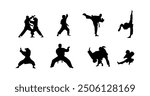 vector illustration of karate martial arts silhouette