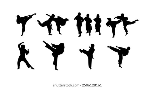 vector illustration of karate martial arts silhouette