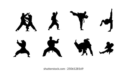 Ilustración vectorial de la silueta de las artes marciales del karate