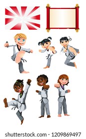 A vector illustration of Karate Taekwondo Kids