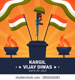 Vector Illustration of Kargil Vijay Diwas which English meaning is Kargil Victory Day. Vector Illustration of Martyr Day in India. Commemoration day. saluting the real heroes