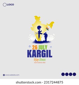 Imagen vectorial de la plantilla de la fuente de noticias de Kargil Vijay Diwas en medios sociales