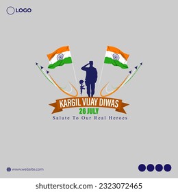 Vector illustration of Kargil Vijay Diwas social media story feed mockup template