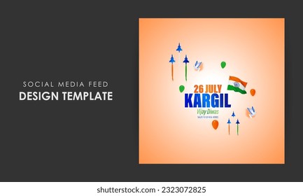 Vector illustration of Kargil Vijay Diwas social media story feed mockup template