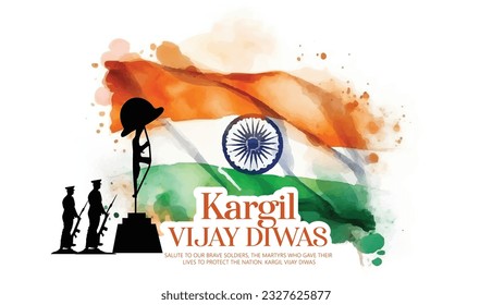 Vector illustration of  Kargil Vijay Diwas with tricolor indian flag