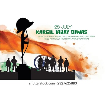 Vector illustration of  Kargil Vijay Diwas with tricolor indian flag