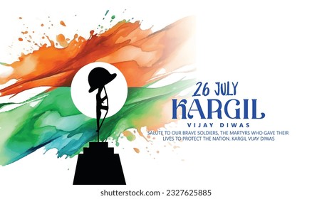 Vector illustration of  Kargil Vijay Diwas with tricolor indian flag