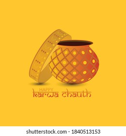 Vector Illustration for Karwa Chauth, an Indian festival, the day where wives fast throughout the day and break their fast after the moon rise. Woman with candle, back view.