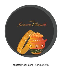 Vector Illustration for Karwa Chauth, an Indian festival, the day where wives fast throughout the day and break their fast after the moon rises.