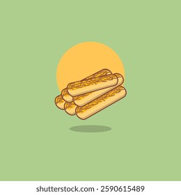 Vector illustration of kastengel biscuit sticks with intricate swirl designs