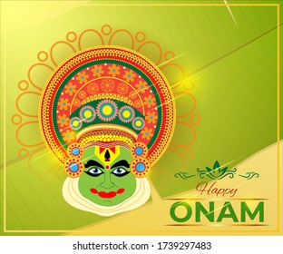 Illustration Colorful Kathakali Dancer Face Onam Stock Vector (Royalty ...