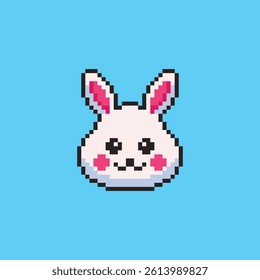 Vector Illustration of Kawaii Bunny with Pixel Art Design, perfect for game assets themed designs