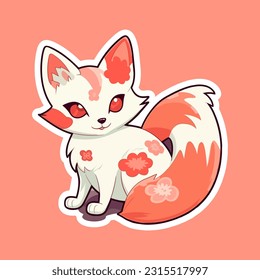 Vector illustration kawaii cartoon little cute fox character kitsune. Design for baby t-shirt, fashion print, cards, design element for children's clothes etc.