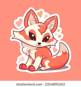 Vector illustration kawaii cartoon little cute fox character kitsune. Design for baby t-shirt, fashion print, cards, design element for children's clothes etc.