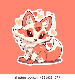 Vector illustration kawaii cartoon little cute fox character kitsune. Design for baby t-shirt, fashion print, cards, design element for children's clothes etc.