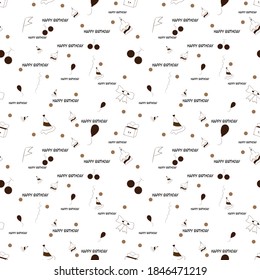 Vector illustration of a kawaii coffee shop seamless pattern wallpaper background