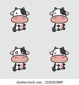 vector illustration of kawaii cow emoji sticker