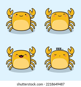 Vector Illustration Of Kawaii Crab Emoji