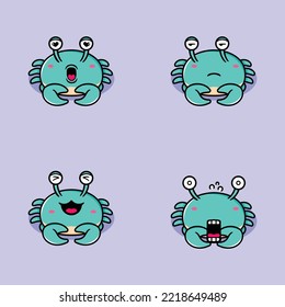 Vector Illustration Of Kawaii Crab Emoji