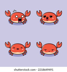 vector illustration of kawaii crab emoji