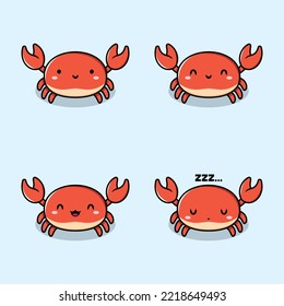 vector illustration of kawaii crab emoji