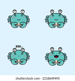 Vector Illustration Of Kawaii Crab Emoji