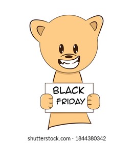 Vector illustration of kawaii dog with various expressions during black friday 
