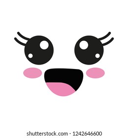 Vector illustration  with kawaii face in flat style