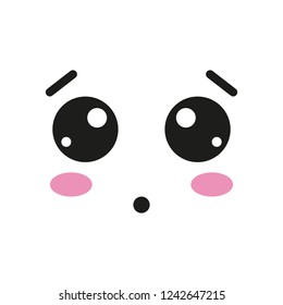 Vector illustration  with kawaii face in flat style