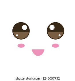 Vector illustration  with kawaii faces in flat style