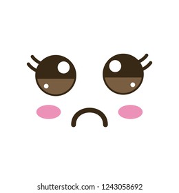 Vector illustration  with kawaii faces in flat style