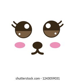 Vector illustration  with kawaii faces in flat style
