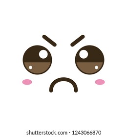 Vector illustration  with kawaii faces in flat style
