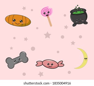 Vector illustration of kawaii halloween