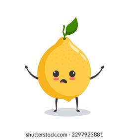 Vector illustration kawaii  lemon scared and shocked
