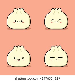 vector illustration of kawaii meat bun emoji