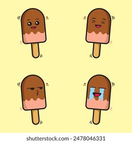 Ilustración vectorial de emoticonos de paleta kawaii