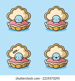 vector illustration of kawaii sea shell emoji