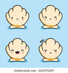 vector illustration of kawaii sea shell emoji