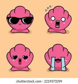 vector illustration of kawaii sea shell emoji