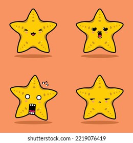 vector illustration of kawaii starfish emoji
