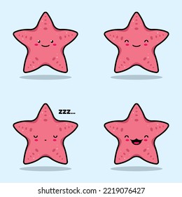 vector illustration of kawaii starfish emoji