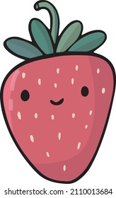 Ilustración vectorial de la fresa kawaii 