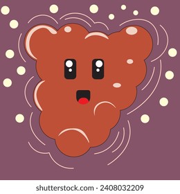 Vector illustration in kawaii style. Cute raspberry. Fruit, sweet, vitamin, kawaii. Cute raspberry with highlights. Fruit, food, healthy diet. Trendy modern kawaii illustration.
