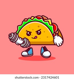 Ilustración vectorial del personaje de dibujos animados kawaii taco con bárbaro. Vector eps 10