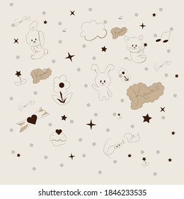 Vector illustration of a kawaii wallpaper