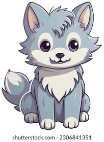 ilustración vectorial kawaii Wolf pegatina