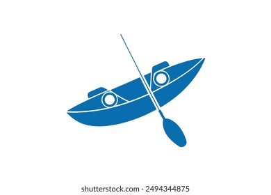 Ilustración vectorial de un bote de pesca de kayak en estilo de dibujos animados, Clipart y arte de línea