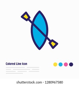Vector illustration of kayak icon colored line. Beautiful tourism element also can be used as canoe icon element.
